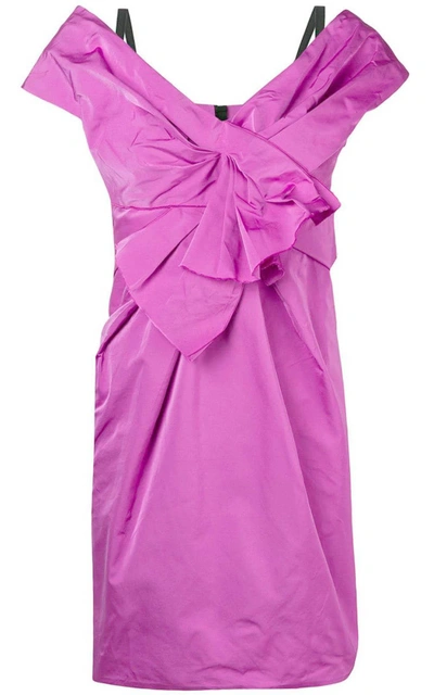 Shop Marc Jacobs Knot-detail Taffetà Mini Dress In Fuxia