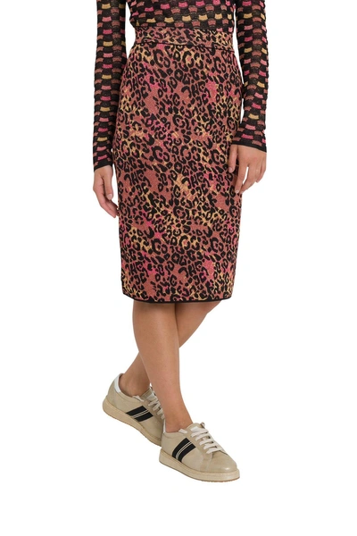 Shop M Missoni Animal Print Midi Skirt In Rosa