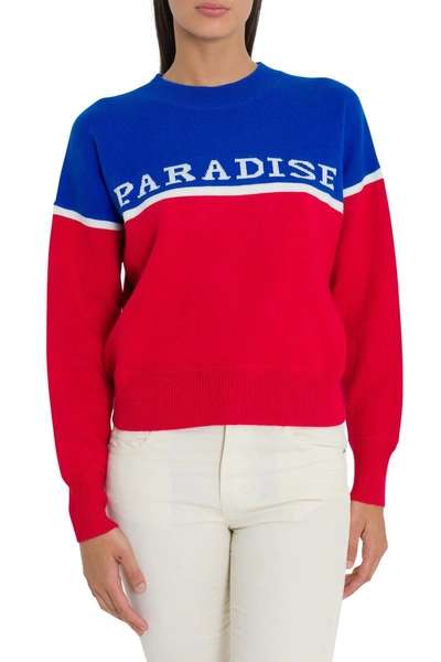 Shop Isabel Marant Étoile 'paradise' Intarsia Pull In Blu/red/white