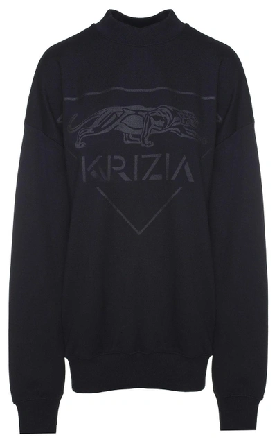 Shop Krizia Panther-print Cotton Oversized Sweatshirt In Nero