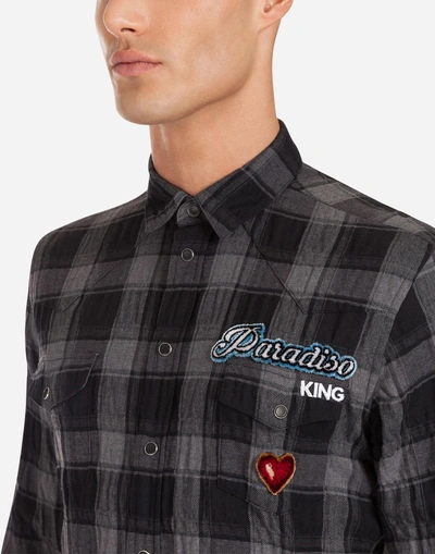 Shop Dolce & Gabbana Cotton Cowboy Shirt With Patches In Multi-colored