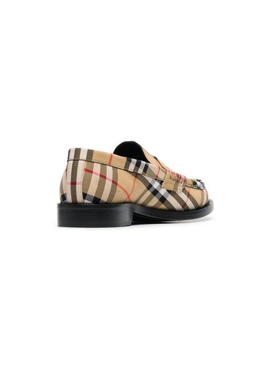 Shop Burberry Vintage Check Cotton Penny Loafers - Yellow In Yellow & Orange