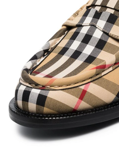 Shop Burberry Vintage Check Cotton Penny Loafers - Yellow In Yellow & Orange