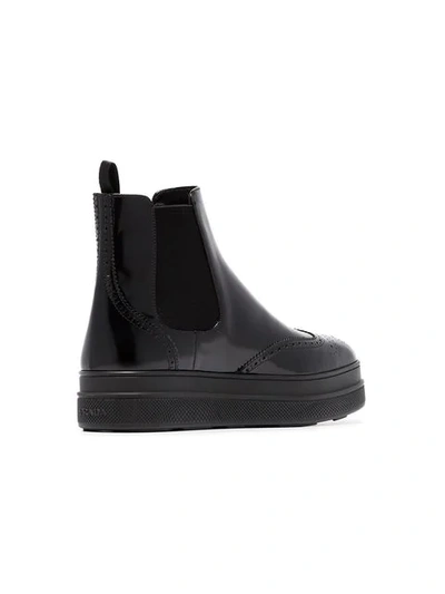 Shop Prada 45 Leather Flatform Chelsea Boots In F0002