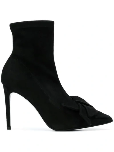 Shop Alberto Gozzi Bow Pointed Boots - Black