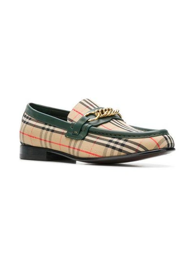 Shop Burberry Moorley Checked Loafers - Nude & Neutrals