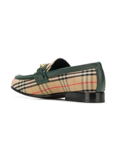 Shop Burberry Moorley Checked Loafers - Nude & Neutrals