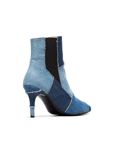 Shop Kalda Blue Caro 80 Denim Patchwork Ankle Boots