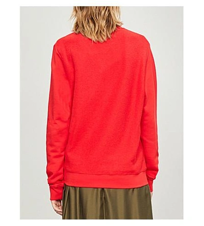 Shop Loewe Anagram-embroidered Cotton Sweatshirt In Red