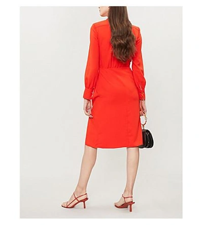 Shop Altuzarra Kat Chocker-neck Wrap-front Woven Dress In Electric Orange
