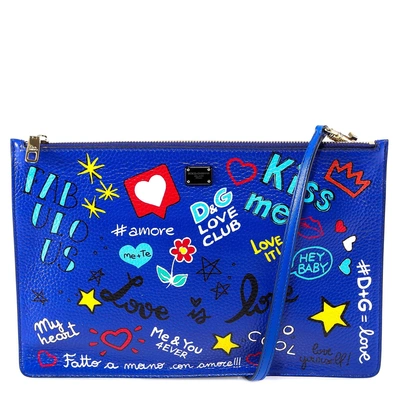 Shop Dolce & Gabbana Cleo Clutch Bag In Blue