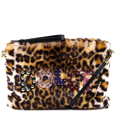 Shop Dolce & Gabbana Fake Fur Clutch Bag In Black