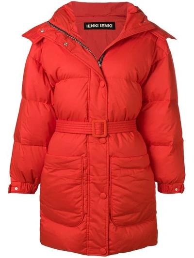 Shop Ienki Ienki Belted Puffer Jacket - Red