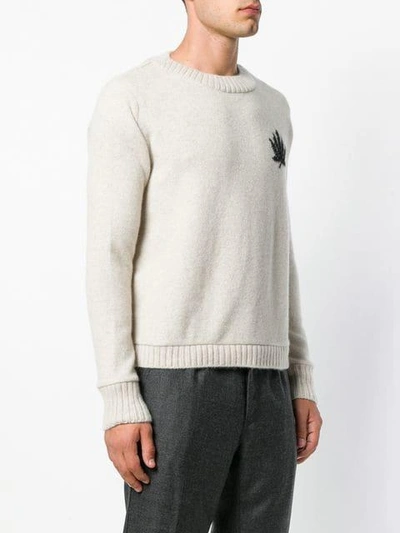 Shop The Elder Statesman Leaf Knitted Sweater - Neutrals