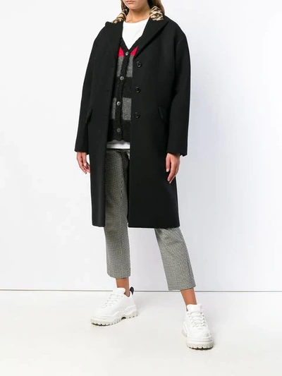 Shop Miu Miu Faux-fur Collar Coat - Black
