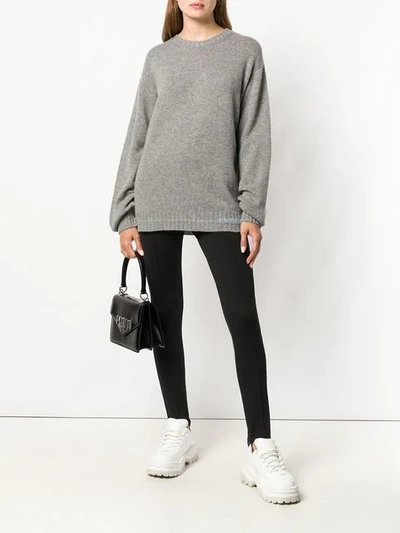 Shop Prada Knit Logo Jumper - Grey