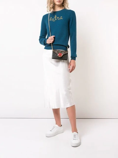Shop Lingua Franca Extra Embroidered Sweater In Blue