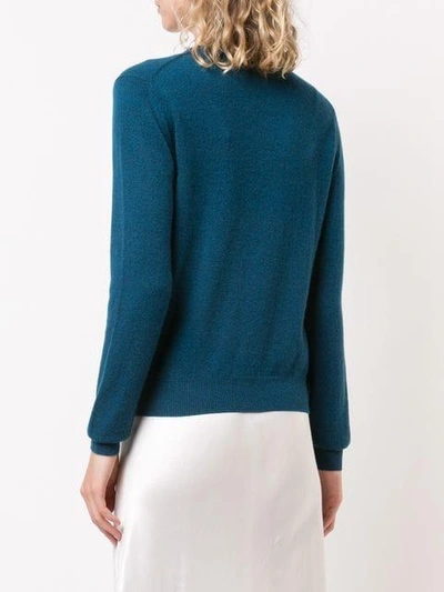 Shop Lingua Franca Extra Embroidered Sweater In Blue