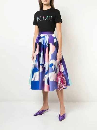 Shop Emilio Pucci Midi Pleated Skirt In Blue