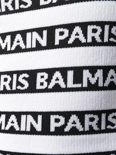 Shop Balmain Logo Striped One-piece In White