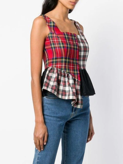 Shop Isa Arfen Check Mix Sleeveless Top In Red