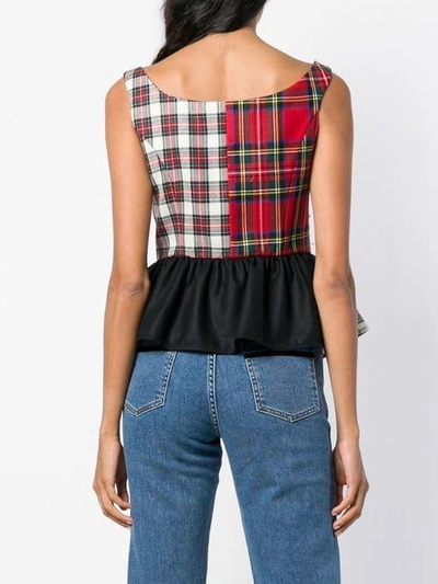 Shop Isa Arfen Check Mix Sleeveless Top In Red