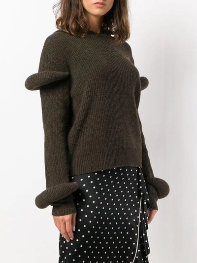 Jw Anderson Hooded Ribbed Wool And Alpaca-blend Sweater In Green