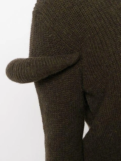 Jw Anderson Hooded Ribbed Wool And Alpaca-blend Sweater In Green