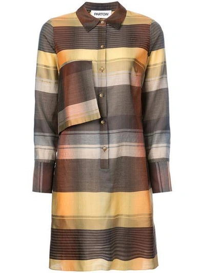 Shop Partow Stripped Shift Dress In Multicolour