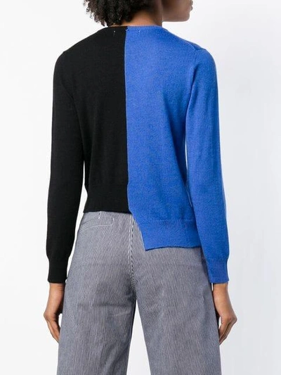 Shop Peter Jensen Zweifarbiger Pullover In Black/ Blue