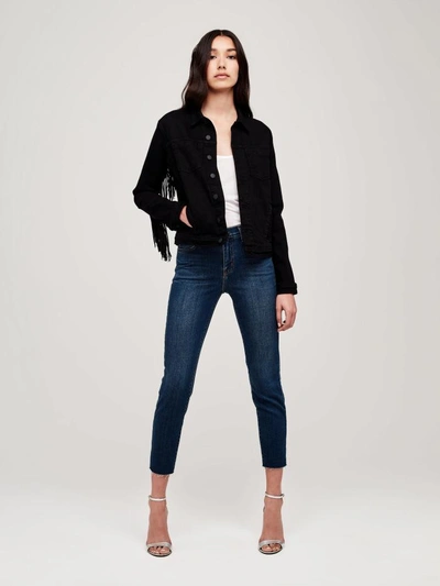 Shop L Agence Celine Fringe Jacket In Saturated Black