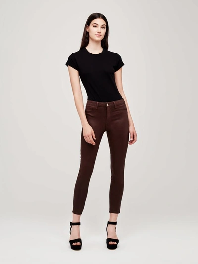 Shop L Agence Margot Coated Jean In Cocoa Coated