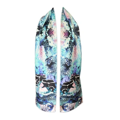 Cassandra Hone Frogs & Feathers Aqua Skinny Scarf