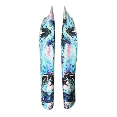 Cassandra Hone Frogs & Feathers Aqua Skinny Scarf