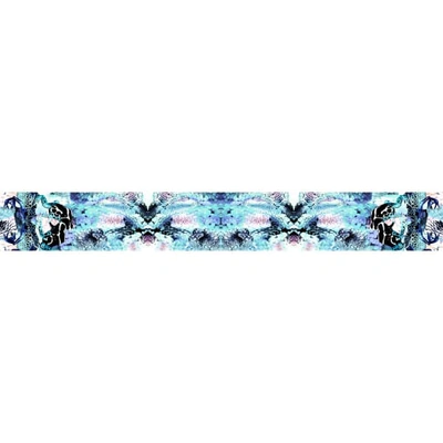 Cassandra Hone Frogs & Feathers Aqua Skinny Scarf