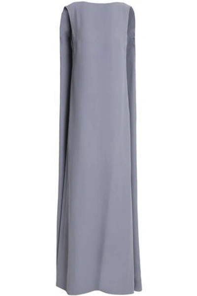 Shop Valentino Woman Cape-back Silk-crepe Gown Lilac In Light Blue