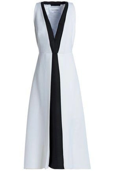 Shop Valentino Woman Two-tone Wool Midi Dress Ivory