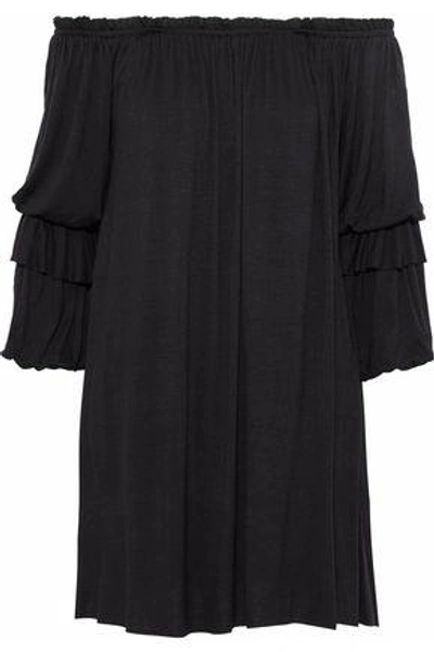 Shop Bailey44 Bailey 44 Woman Blue Blood Off-the-shoulder Gathered Stretch-jersey Mini Dress Black