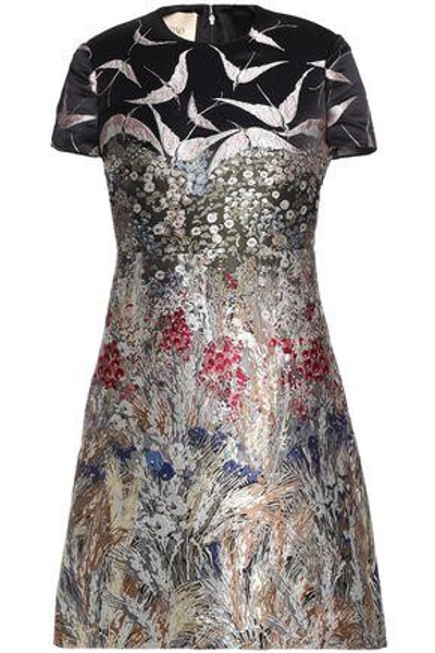 Shop Valentino Woman Metallic Jacquard Mini Dress Multicolor