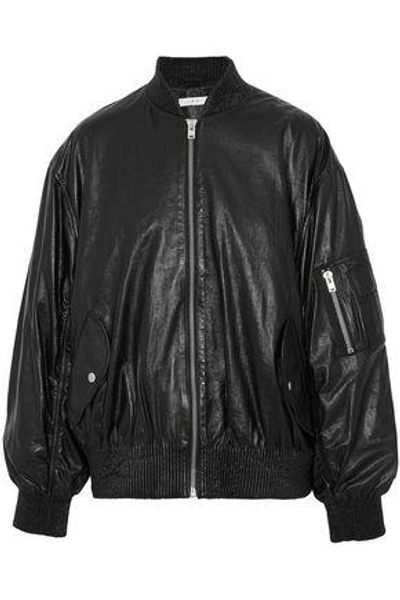 Shop Iro Woman Leather Bomber Jacket Black