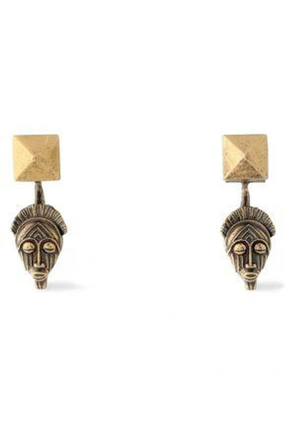 Shop Valentino Woman Burnished Gold-tone Earrings Brass