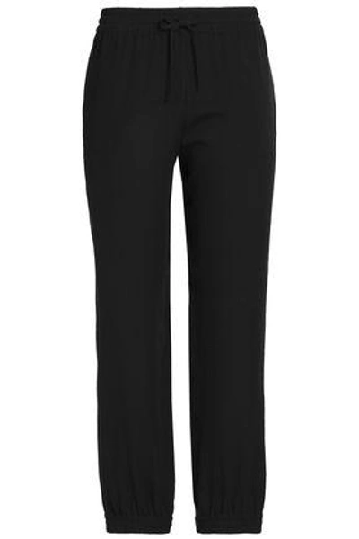 Shop Valentino Woman Silk-crepe Straight-leg Pants Black