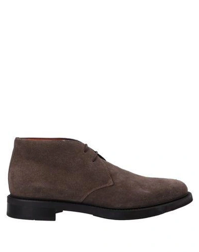Shop Santoni Man Ankle Boots Steel Grey Size 12 Leather