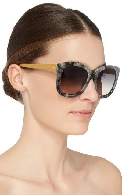 Shop Linda Farrow Grey Marble Sunglasses In Dark Grey