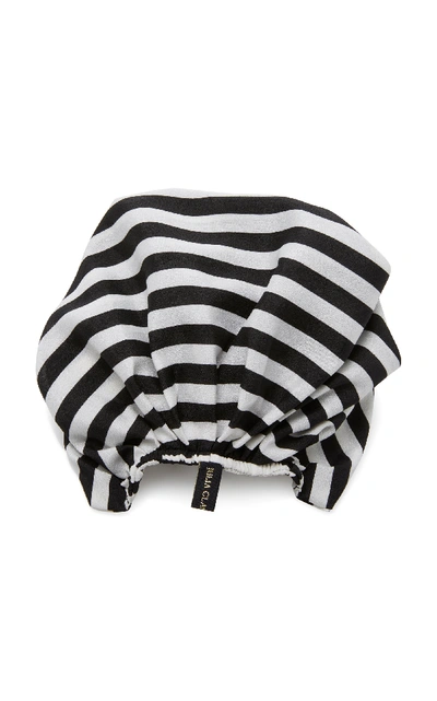 Shop Julia Clancey Exclusive Edith Striped Satin Headwrap In Black/white