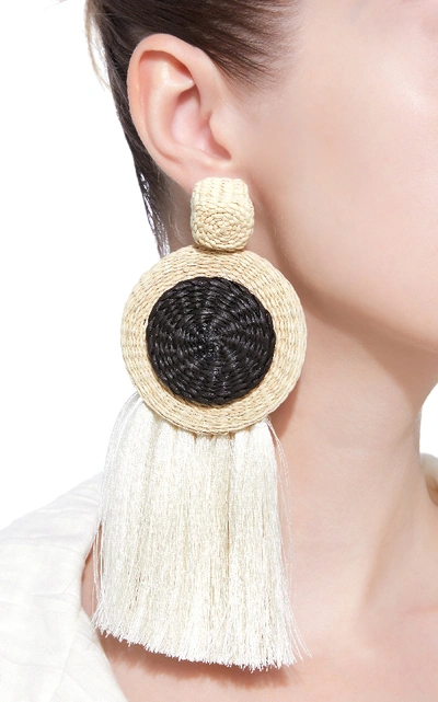 Shop Johanna Ortiz Women's M'o Exclusive Opium War Fringe Earrings In Black,white