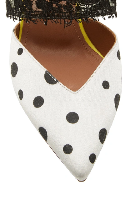 Shop Malone Souliers X Emanuel Ungaro Maisie Polka-dot Satin And Lace Mules In Black/white