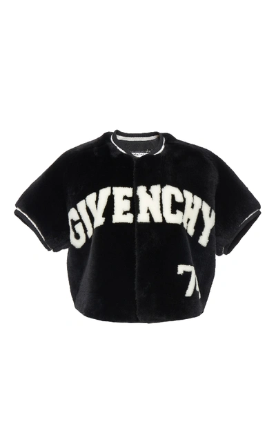Shop Givenchy Cropped Fur Jacket In Black/white