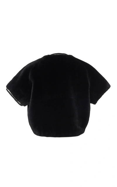 Shop Givenchy Cropped Fur Jacket In Black/white