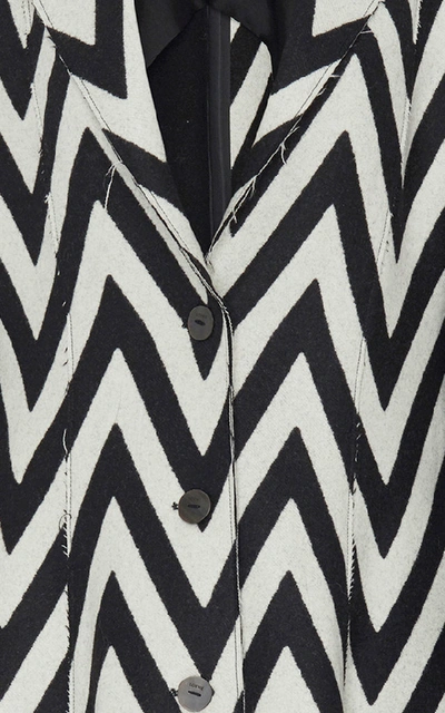 Shop Loewe Herringbone Coat In Black/white